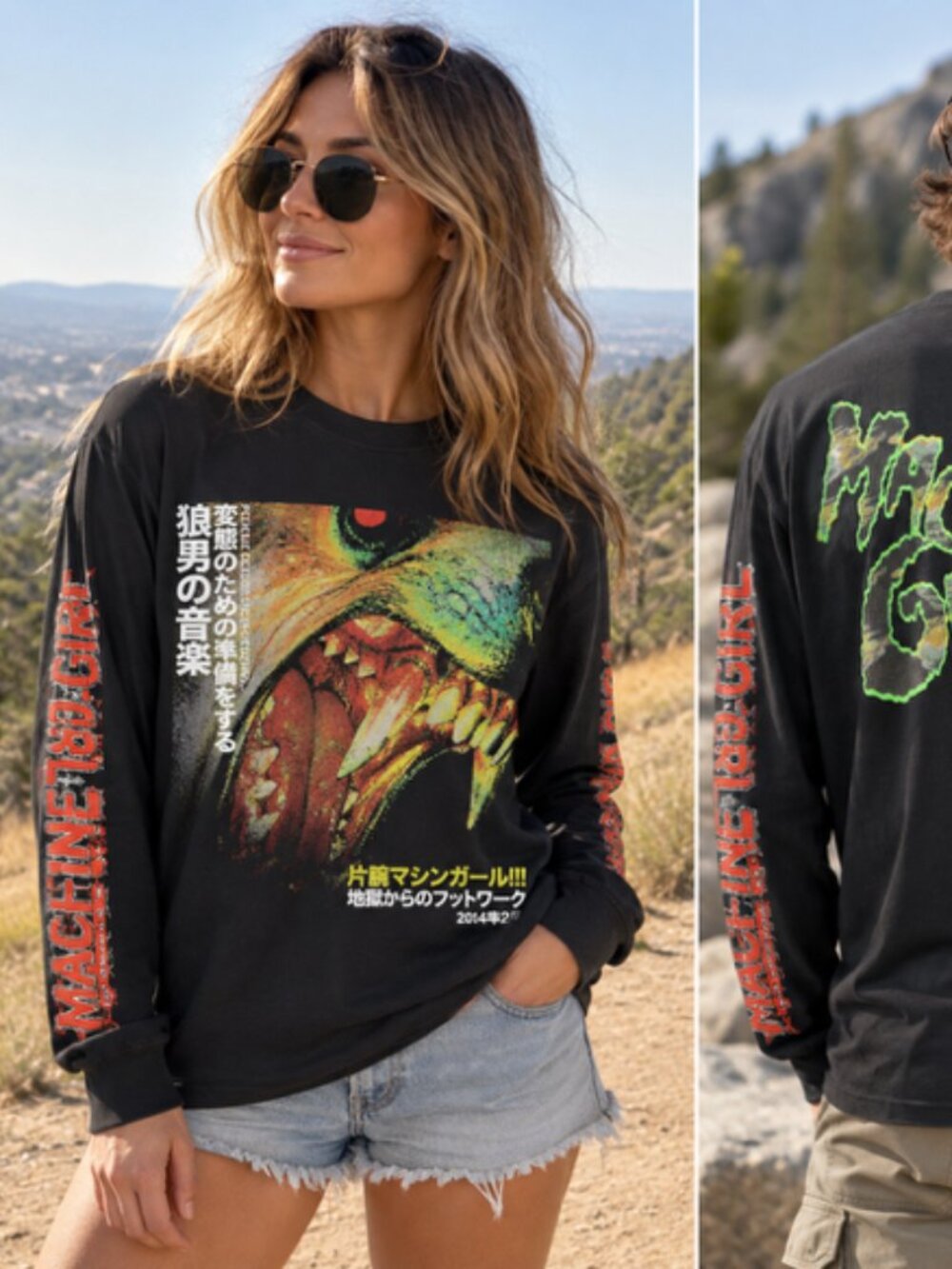 Machine Girl Graphic Long Sleeve Concert Shirt M Blk Japanese Horror Streetwear